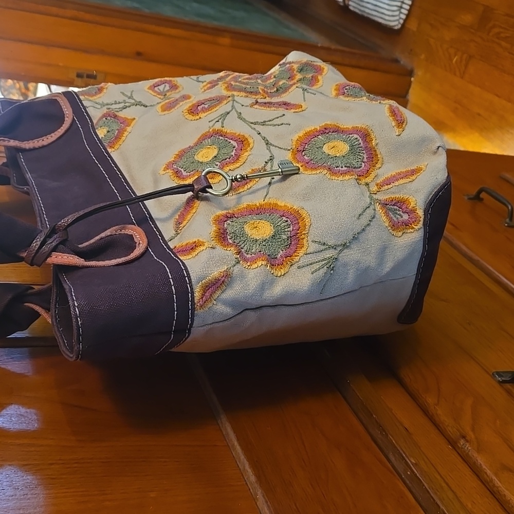 Boho Fossil Cameron Extra Large Canvas Tote W/Emb… - image 5